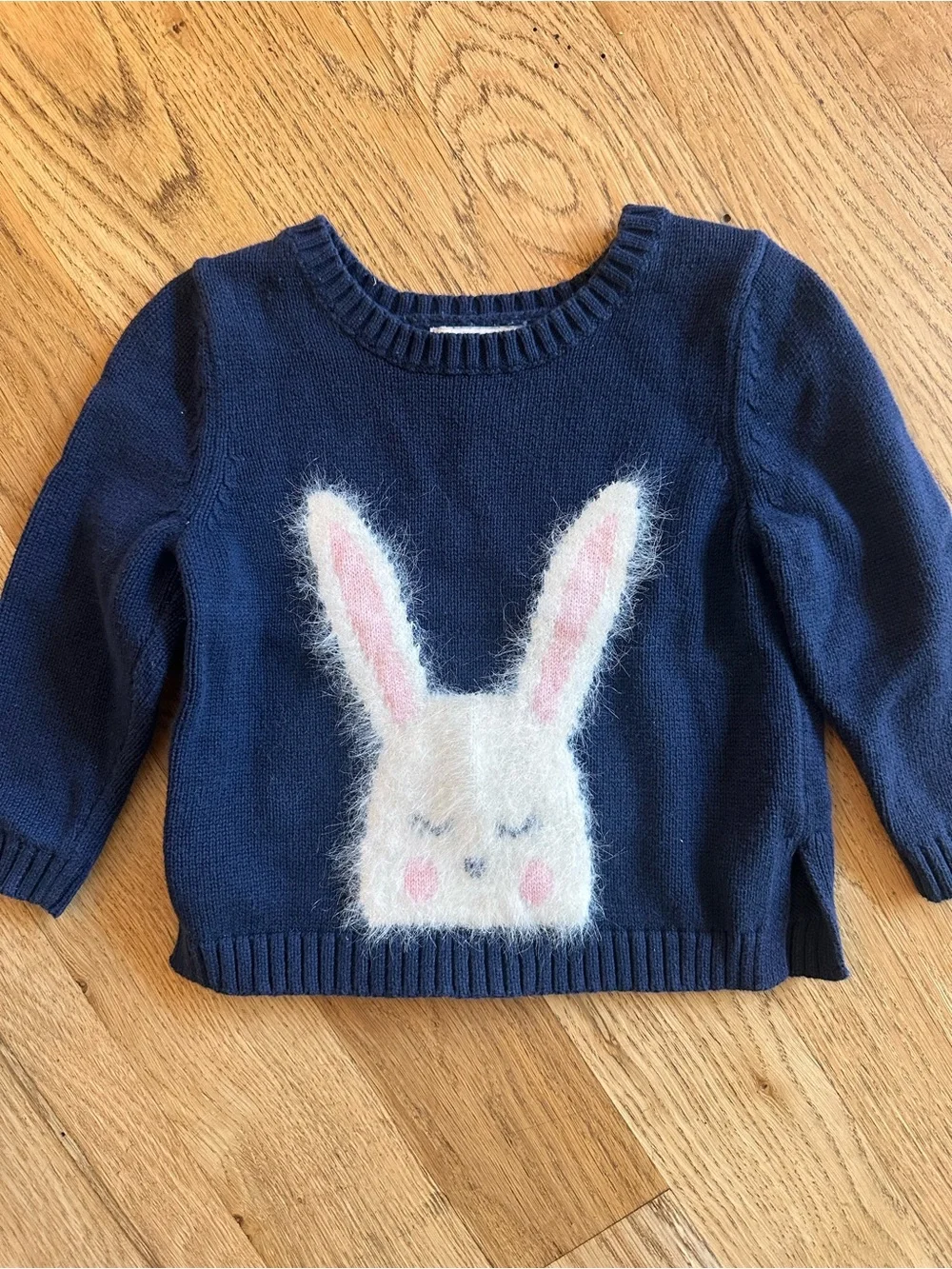 Old Navy Navy Knit Bunny Sweater with Pink Accents